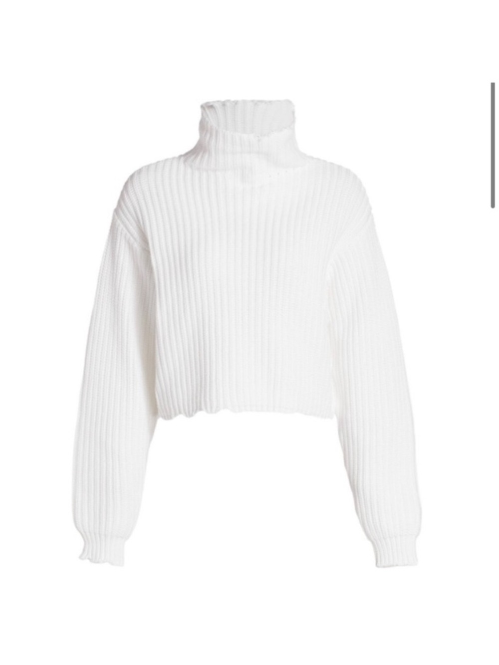 Intermix White Ribbed Cropped Turtleneck Cropped Sweater